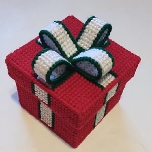 Red Gift Box with Green and White Bow